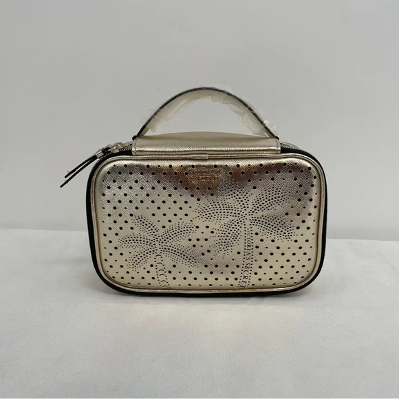 New VICTORIA'S SECRET GOLD LASER CUT  PALM TREE BEAUTY BAG MAKEUP COSMETIC CASE - Picture 2 of 8